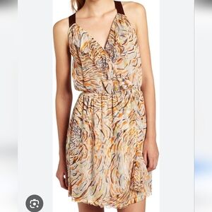 CHARLIE JADE I M 100% Silk Mini Dress I patterned orange brown